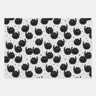 Cute Black Cat Witchy Waterverf Halloween Inpakpapier Vel