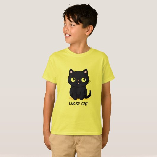 Cute Black Cat with Big Eyes T-shirt (Voorkant volledig)