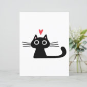 Cute Black Cat with Heart  Kitten Valentine Classi (Staand voorkant)