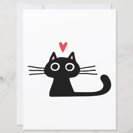 Cute Black Cat with Heart  Kitten Valentine Classi (Voorkant)