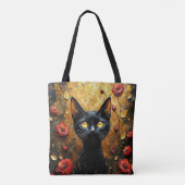 Cute Black Cat With Red Roses Draagtas (Achterkant)
