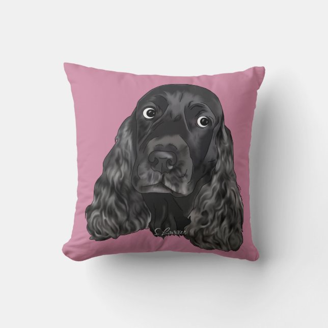 Cute Black Cocker Spaniel Dog Kussen (Voorkant)