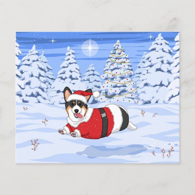 Cute Black Corgi in kerstkerstkerstkerstkerstkerst (Voorkant)