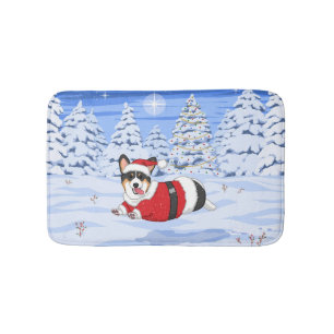Cute Black Corgi in kerstkerstkerstkerstkerstkerst Badmat