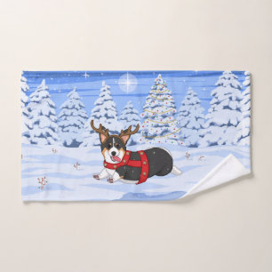 Cute Black Corgi-kerstrendieren kostuum Handdoek