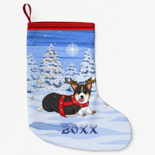Cute Black Corgi-kerstrendieren kostuum Kleine Kerstsok