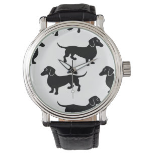 Cute Black Dachshund Pattern Horloge