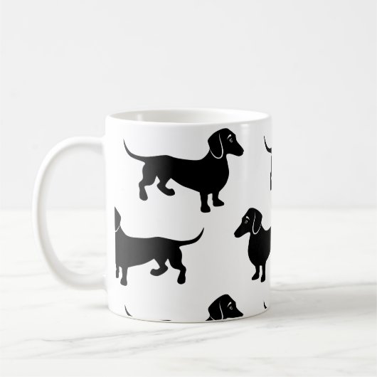 Cute Black Dachshund Pattern Koffiemok (Links)