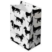 Cute Black Dachshund Pattern Medium Cadeauzakje (Voorkant Gekanteld)