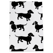 Cute Black Dachshund Pattern Medium Cadeauzakje (Voorkant)