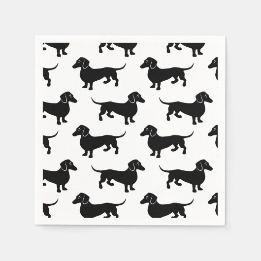 Cute Black Dachshund Pattern Servet (Voorkant)