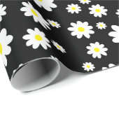 Cute Black Daisy Pattern Wrapping Paper Cadeaupapier (Rol Hoek)