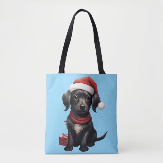Cute Black Dog at Christmas Draagtas (Voorkant)