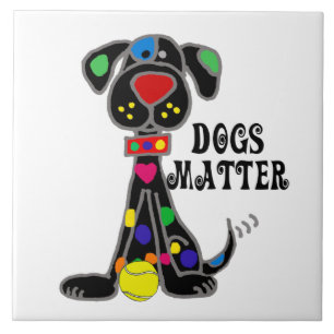 Cute Black Dog Dogs Matter Cartoon Tegeltje