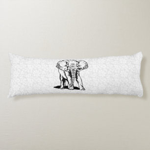 Cute Black Elephant Line Tekening Lichaamskussen