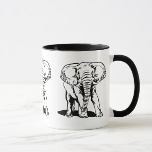 Cute Black Elephant Line Tekening Mok