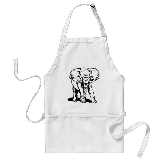 Cute Black Elephant Line Tekening Standaard Schort (Voorkant)