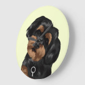Cute Black en Brown Dog Grote Klok (Hoek)