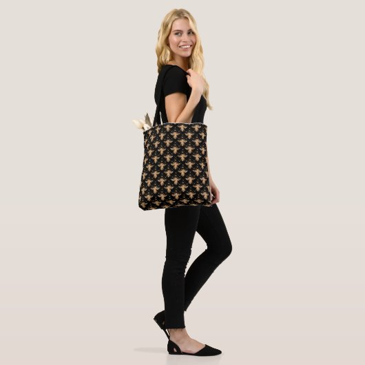 Cute Black en Gold Pattern Honey Bee Draagtas (Op model)