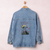 Cute Black en Grey Cat Cartoon Denim Jacket (Hangar)