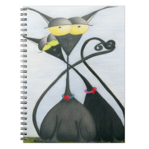 Cute Black en Grey Cat Cartoon Notitieboek