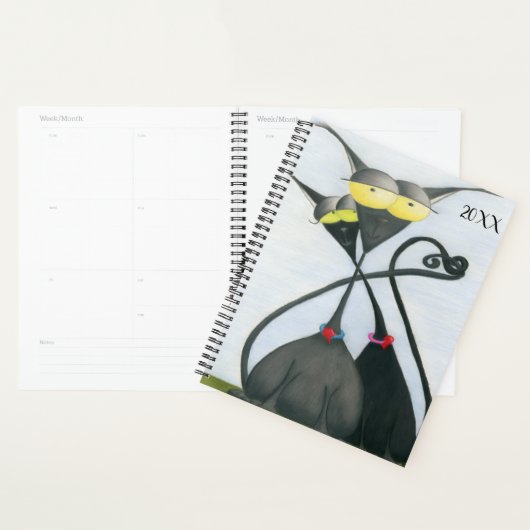 Cute Black en Grey Cat Cartoon Planner (Display)