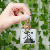 Cute Black en Grey Cat Cartoon Sleutelhanger (Hand)