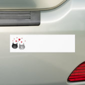 Cute Black en Grey Cats, met hart. Bumpersticker (Op auto)