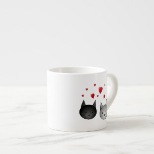 Cute Black en Grey Cats, met hart. Espresso Kop