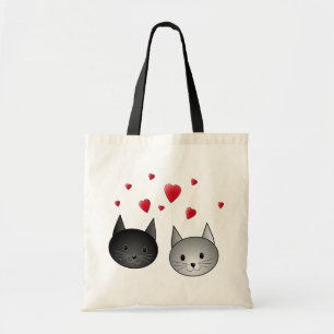 Cute Black en Grey Cats, met hart. Tote Bag