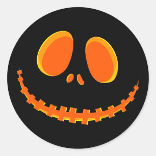 Cute Black en Oranje Happy Halloween Pumpkin Face Ronde Sticker