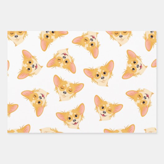 Cute Black en Pink Chihuahua Pattern Inpakpapier Vel (Voorkant 3)