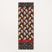 Cute Black en Red Japans Lucky Cat Yogamat (Voorkant)