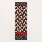 Cute Black en Red Japans Lucky Cat Yogamat (Achterkant)