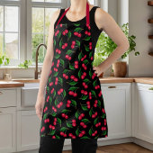 Cute Black en Red Waterverf Cherries Schort