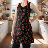 Cute Black en Red Waterverf Cherries Schort