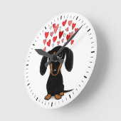 Cute Black en Tan Dachshund met hart Ronde Klok (Hoek)