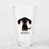 Cute Black en Tan Dachshund Puppy Dog Custom Glas (Voorkant)
