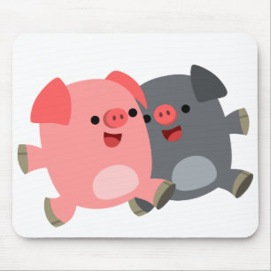 Cute Black en White Cartoon Pigs Mousepad Muismat