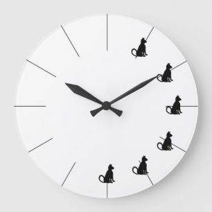 Cute Black en White Cat Clock Cricket Diane Grote Klok