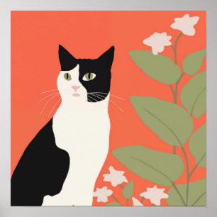 Cute Black en White Cat Poster
