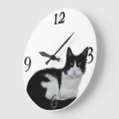 Cute Black en White Cat Wall Clock Grote Klok (Hoek)