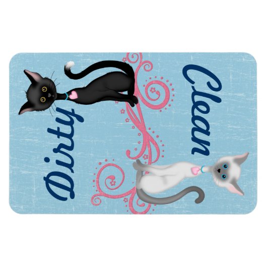 Cute Black en White Cats Clean Dirty Dishwasmachin Magneet (Horizontaal)