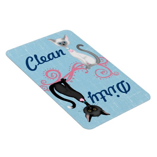 Cute Black en White Cats Clean Dirty Dishwasmachin Magneet (Rechterzijde)