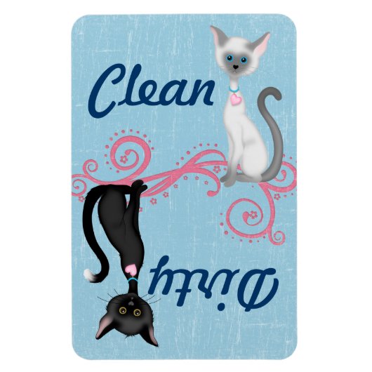 Cute Black en White Cats Clean Dirty Dishwasmachin Magneet (Verticaal)