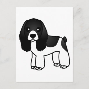 Cute Black en White Cocker Spaniel Cartoon Briefkaart