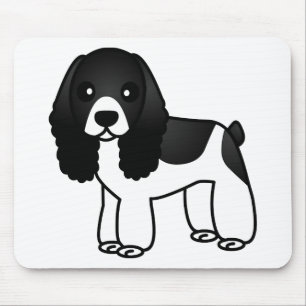 Cute Black en White Cocker Spaniel Cartoon Muismat