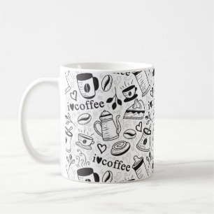 Cute Black en White Coffee Lovers I Love Coffee Koffiemok