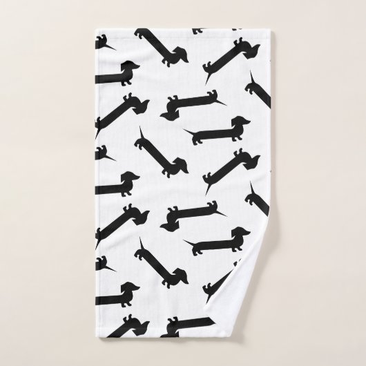 Cute Black en White Dachshund Pattern Bad Handdoek (Handdoek)