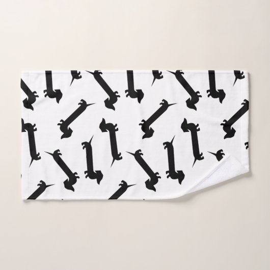 Cute Black en White Dachshund Pattern Bad Handdoek (Handdoek)